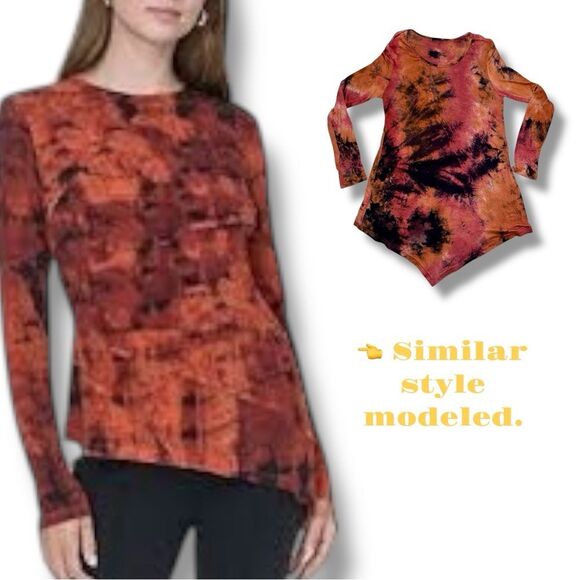 Boho DJT TIE DYE Pink/Orange HANKERCHIEF HEMLINE TUNIC Top Size Medium EUC - Picture 16 of 16